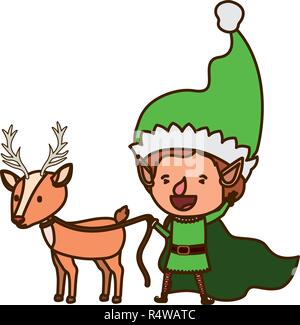 Elf mit Rentier avatar Charakter Stock Vektor