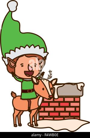 Elf mit Rentier avatar Charakter Stock Vektor