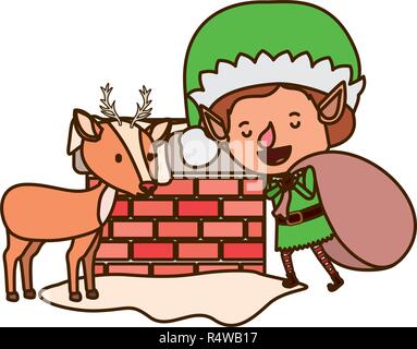 Elf mit Rentier avatar Charakter Stock Vektor