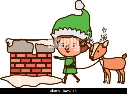 Elf mit Rentier avatar Charakter Stock Vektor