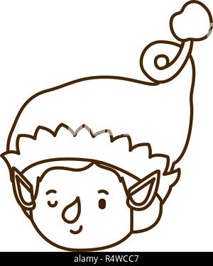 Elf Kopf mit Hut avatar Charakter Stock Vektor