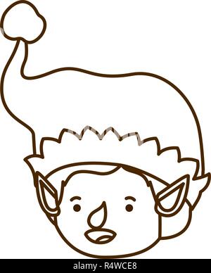 Elf Kopf mit Hut avatar Charakter Stock Vektor