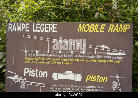 Die NS-V1 Rakete Startrampe im La Coupole u-Beton Bunker Komplex in der Nähe von Saint-Omer im nördlichen Frankreich. La Coupole u-con Stockfoto