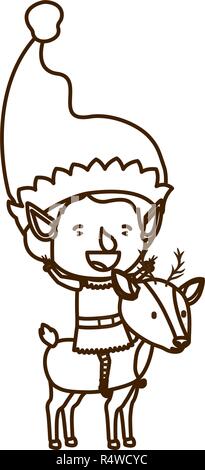 Elf mit Rentier avatar Charakter Stock Vektor