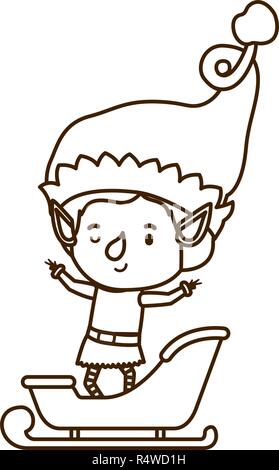 Elf mit Schlitten avatar chatacter Stock Vektor