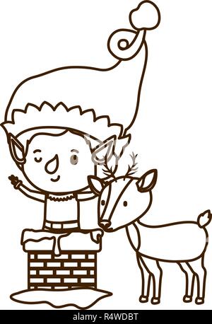 Elf mit Rentier avatar Charakter Stock Vektor