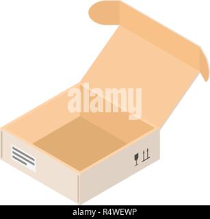 Paketbox Symbol Öffnen. Isometrische der offenen Paketbox vektor Symbol für Web Design auf weißem Hintergrund Stock Vektor