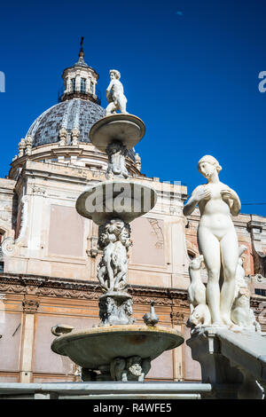 Brunnen Pretoria, Palermo, Sizilien, Italien, Europa. Stockfoto