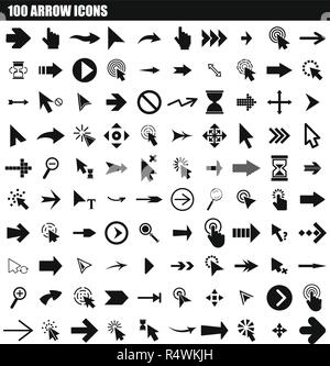 100 Pfeil einstellen. Einfacher Satz von 100 Pfeil Vector Icons für Web Design auf weißem Hintergrund Stock Vektor