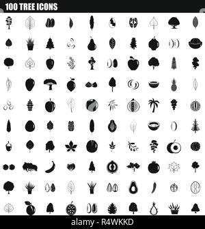 100 Baum Symbol gesetzt. Einfacher Satz von 100 Baum Vektor Symbole für Web Design auf weißem Hintergrund Stock Vektor