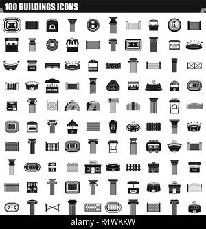 100 Gebäude Symbol gesetzt. Einfacher Satz von 100 Gebäuden Vector Icons für Web Design auf weißem Hintergrund Stock Vektor