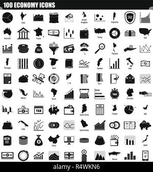 100 Wirtschaft Symbol gesetzt. Einfacher Satz von 100 Wirtschaft Vector Icons für Web Design auf weißem Hintergrund Stock Vektor