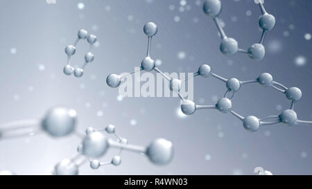 Wissenschaft Hintergrund mit molekularen Modell der Atom Struktur. 3D-Render Abbildung Stockfoto