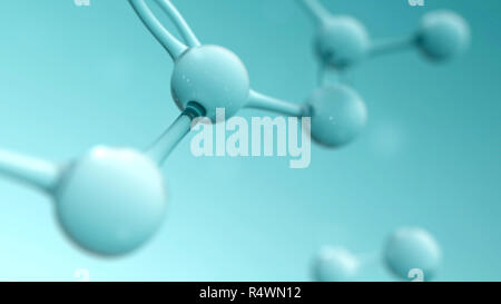 Wissenschaft und Chemie konzeptionellen Hintergrund mit Atom oder Molekül Struktur. 3D-Render Abbildung