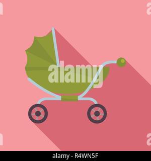 Classic Baby Kinderwagen Symbol. Flache Darstellung der klassischen Baby Kinderwagen vektor Symbol für Web Design Stock Vektor