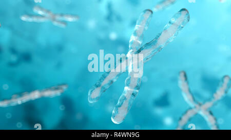 3D-Illustration des Chromosoms. DNA. Genetische Konzept Hintergrund Stockfoto