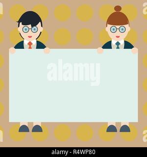 Business leere Vorlage für das Layout für die Einladung Grußkarte promotion Poster Gutschein. Männer und Frauen in Uniform stehend die leere Plakette Ba Stock Vektor