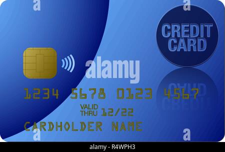 Blau glänzende Kreditkarte Mock-up Stock Vektor