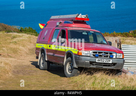 Feuerwehr Fahrzeug, Devon & Somerset Feuer- und Rettungsdienst Ford Ranger, auf Lundy Island, Devon, England, UK im August Stockfoto