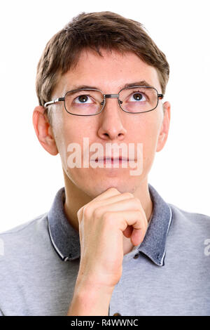 Studio geschossen von Antlitz des Menschen denken Stockfoto