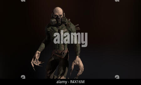 Nukleare post-Apokalypse mutant Soldat 3D-Rendering Stockfoto