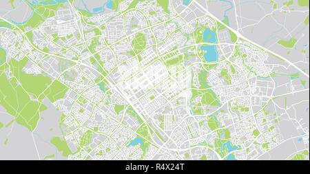 Urban vektor Stadtplan von Milton Keynes, England Stock Vektor