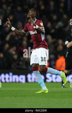 Aston Villa Tammy Abraham feiert ersten Ziel seiner Seite des Spiels zählen während der Himmel Wette WM-Match in der Villa Park, Birmingham. Stockfoto