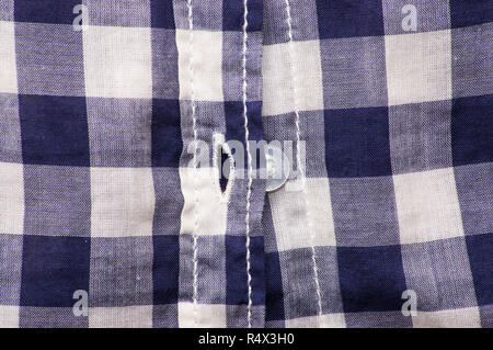 Textile Textur der karierten Hemd, Nahaufnahme der Verschluss nützlich als Hintergrund Stockfoto