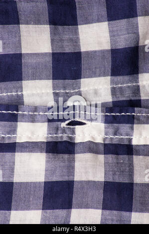 Textile Textur der karierten Hemd, Nahaufnahme der Verschluss nützlich als Hintergrund Stockfoto