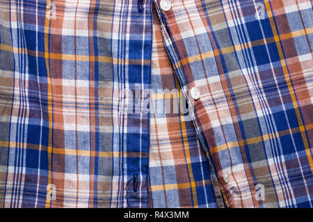Textile Textur der karierten Hemd, Nahaufnahme der Verschluss nützlich als Hintergrund Stockfoto