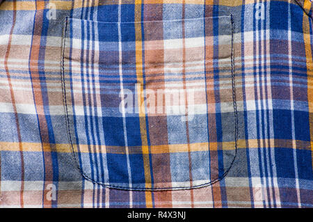 Textile Textur, kariertem Hemd mit Brusttasche nützlich als Hintergrund Stockfoto