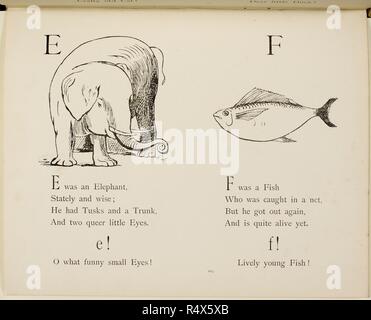 Elefant und Fisch Illustrationen und Vers aus Unsinn Alphabete von Edward Lear. . Unsinn Botanik, und Unsinn Alphabete, fünfte Auflage. Frederick Warne & Co.: London & New York, 1889. Quelle: Cup. 400. 42 103. Stockfoto