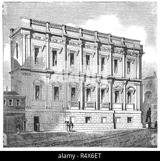 Das Banqueting House, Whitehall, ist der grösste und bekannteste Überlebende der architektonischen Genre der Bankett- Haus und bleibt nur noch die Komponente der Palast von Whitehall. Das Gebäude ist wichtig in der Geschichte der englischen Architektur als die erste Struktur in der neo-klassischen Stil, der englischen Architektur zu verwandeln abgeschlossen werden. Im Jahre 1619 begonnen und von Inigo Jones entworfen, es war im Jahre 1622, 27 Jahre vor dem König Charles I von England war auf einem Gerüst vor der im Januar 1649 enthauptet. Stockfoto