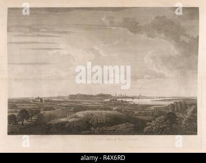 Boston. [Ein Diagramm der Nantucket Island... 1776. Ein Blick auf Boston an der Straße nach Dorchester getroffen. Bild entnommen aus: [ein Diagramm der Nantucket Island und Teil von Martha's Vineyard]. Im Jahre 1776 veröffentlicht. Quelle: Maps.184. m. 3. (37), Seite 24. Sprache: Englisch. Autor: W. Perrie. Stockfoto