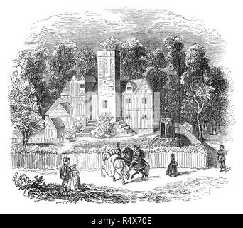 Boscobel House ist berühmt für seine Rolle bei der Flucht von Charles II. Nach der Schlacht von Worcester im Jahr 1651. Das Gebäude, in Shropshire wurde geschaffen um 1632, als Landbesitzer John giffard der Weißen Damen Priorat ein Fachwerk- Bauernhaus in eine Jagd konvertiert Lodge. Als Charles es flüchtete, wurde er von Oberst William nachlässig erfüllt. Er und der König den ganzen Tag versteckt sich in einem nahe gelegenen Oak Tree (Die wurde als der Royal Oak bekannt), und später in der Nacht Charles in Boscobel der Priester Löcher versteckt. Er entkam der Region getarnt als der Diener. Stockfoto