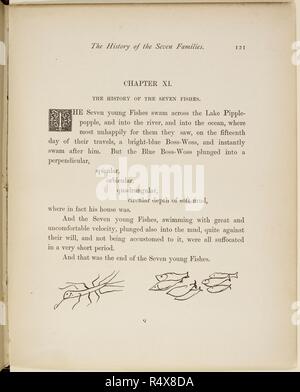 Sieben Fische jagen einem blauen Boss-Woss Vers und Abbildungen aus einem Buch von Unsinn von Lear. . Ein Buch von Unsinn ... Mit dem ursprünglichen Bilder und Verse. George Routledge & Söhne: London, England [1910.]. Quelle: 12812.bb.26 121. Sprache: Englisch. Thema: Lear, Edward. Stockfoto