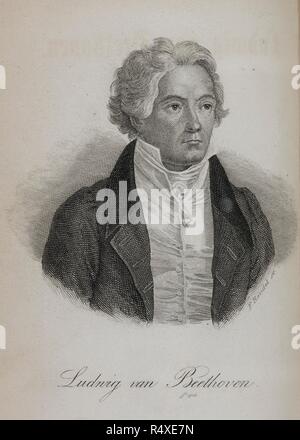 Deutsche portrait Platte. Zeichnung der Komponist Ludwig v. Beethoven. . Beethoven. Eine Biografie... Die zweite Auflage. Tl. Cassel, 1856, 57. Quelle: Hirsch 2034 TL 1-6. Sprache: Deutsch. Stockfoto