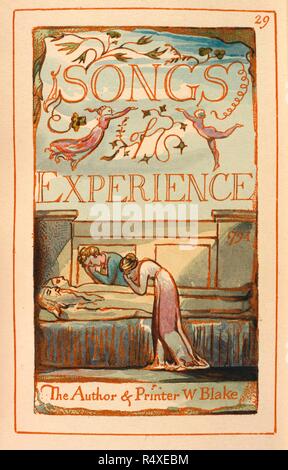 Lieder der Erfahrung. Lieder der Unschuld und Erfahrung. H. Jung & Söhne: Liverpool, 1923. Lieder der Erfahrung. Illustrierte Titelseite Bild aus "Songs von Unschuld und Erfahrung. [Ein Faksimile eines farbigen und vergoldete Kopie der ersten Edition.]." von H. Jung & Söhne: Liverpool, 1923 veröffentlicht. Quelle: C.71. d. 19, Seite 29. Sprache: Englisch. Autor: Blake, William. Stockfoto