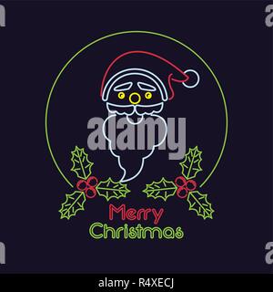 Weihnachtskarte Neonlicht Stock Vektor