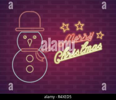 Weihnachtskarte Neonlicht Stock Vektor