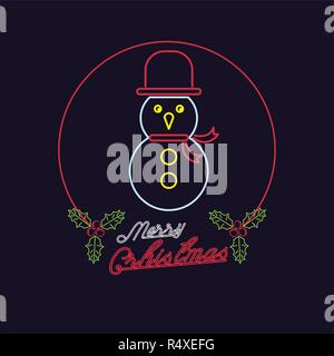 Weihnachtskarte Neonlicht Stock Vektor