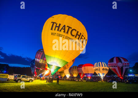 Die Nacht Leuchten, Bristol Balloon Fiesta, 2017 Stockfoto