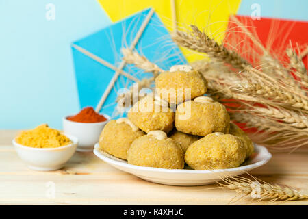 Makar Sankranti festival Karte - Symbole Stockfoto