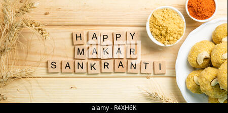 Makar Sankranti festival Karte - Symbole Stockfoto