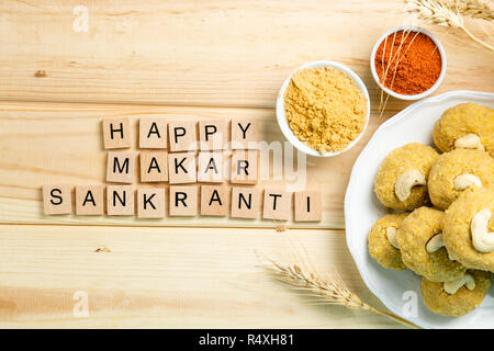 Makar Sankranti festival Karte - Symbole Stockfoto