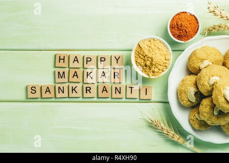 Makar Sankranti festival Karte - Symbole Stockfoto