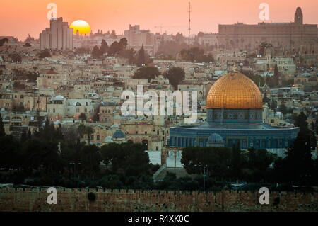 Die Altstadt von Jerusalem, Israel bei Sonnenuntergang Stockfoto