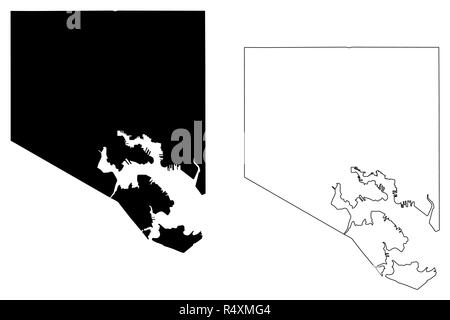 Baltimore City (USA Städte, Vereinigte Staaten von Amerika, usa Stadt) Karte Vektor-illustration, kritzeln Skizze der Stadt Baltimore Karte anzeigen Stock Vektor