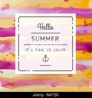 Hand gezeichnet Aquarell Sommer label Stock Vektor