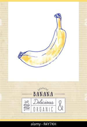 Vintage Label mit Banane gezeichnet Stock Vektor